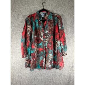 Koret Blouse Women 8 Long Sleeve Artsy Art to Wear‎ Button Front eclectic Collar